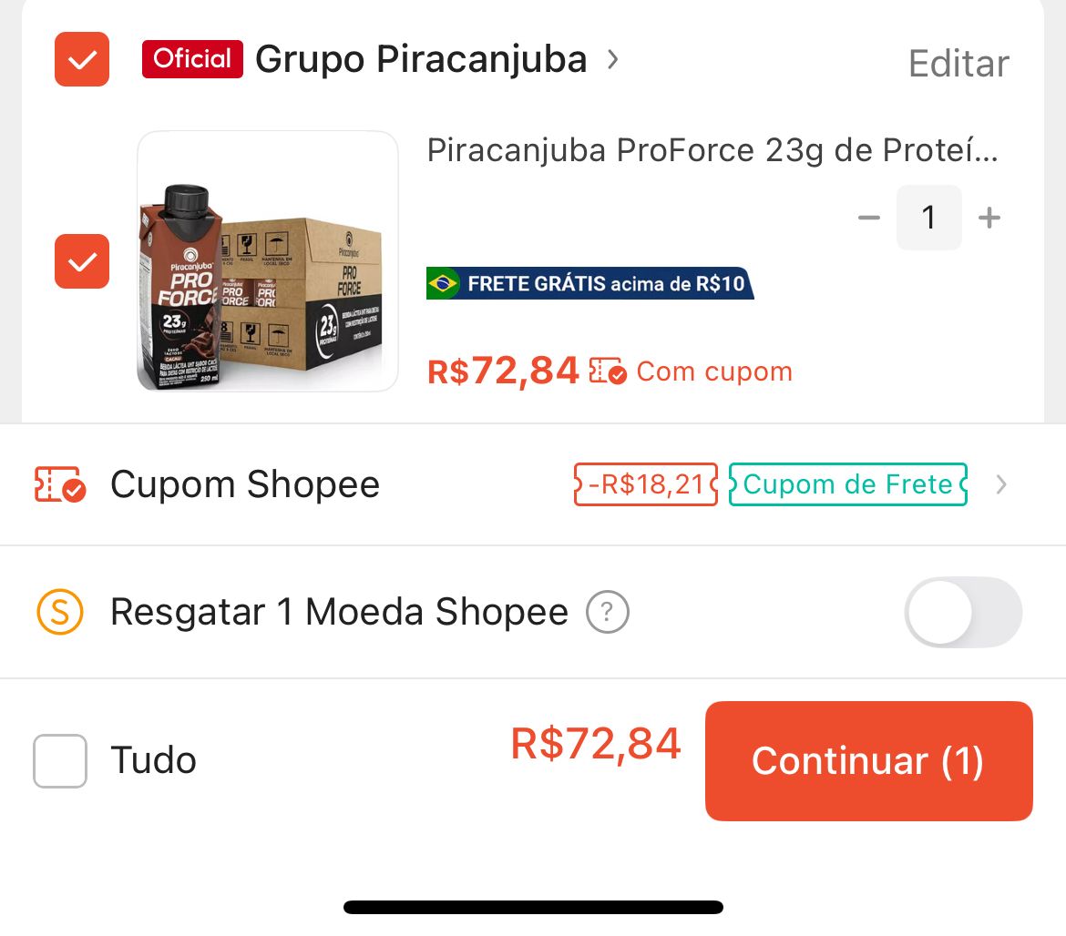 Piracanjuba ProForce 23g de Proteínas Zero Lactose Cacau - 12 Unidades de 250ml