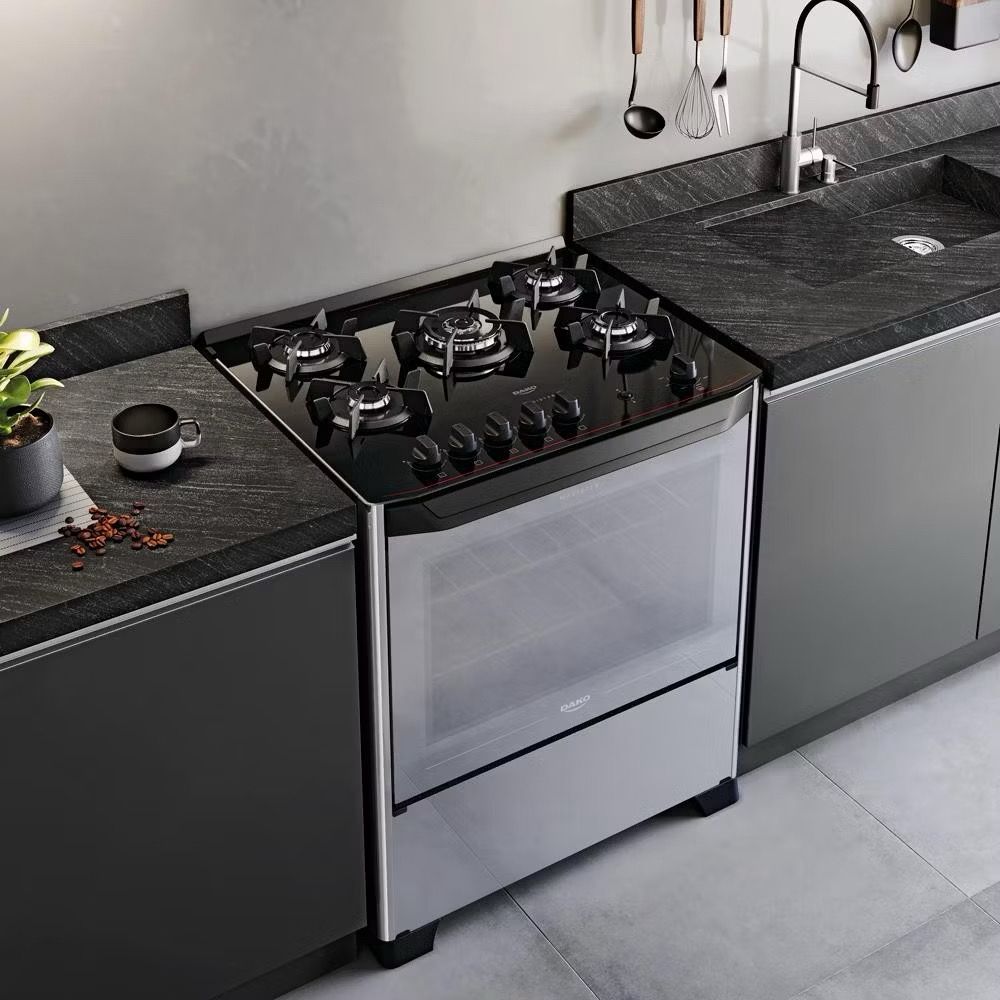 Fogão 5 Bocas Dako Magister Style Mesa de Vidro Bivolt