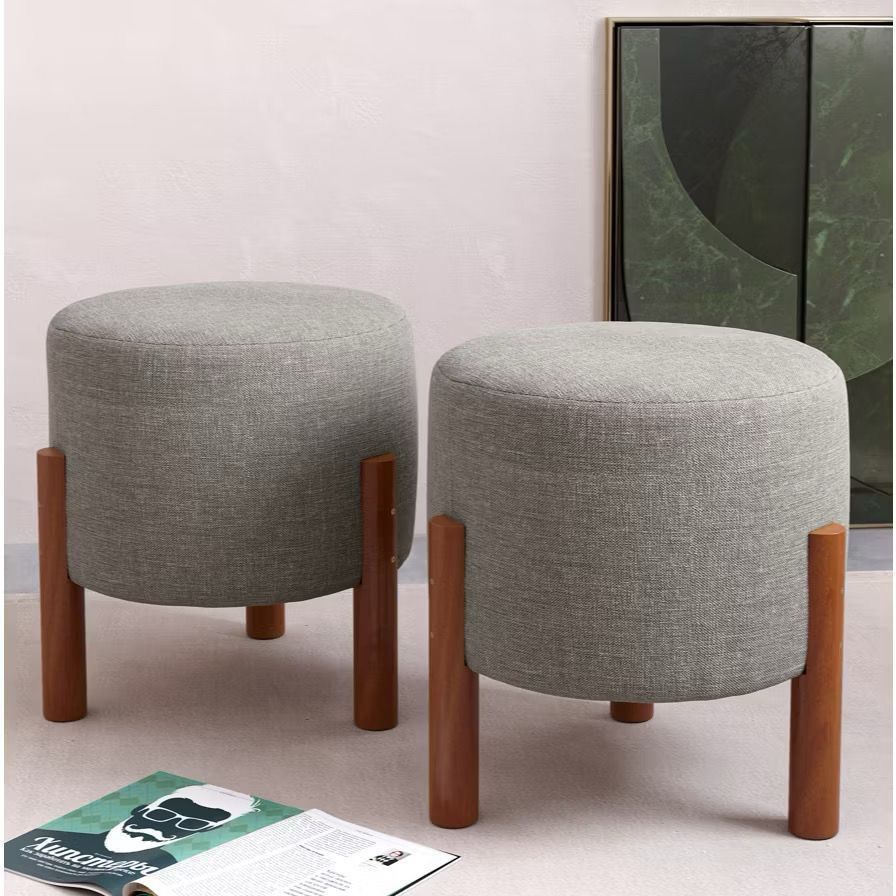 *PROMOÇÃO* Kit 2 Puffs Apollo Decorativo Sala Escritorio - Sala Luxuoso - Cores Linho