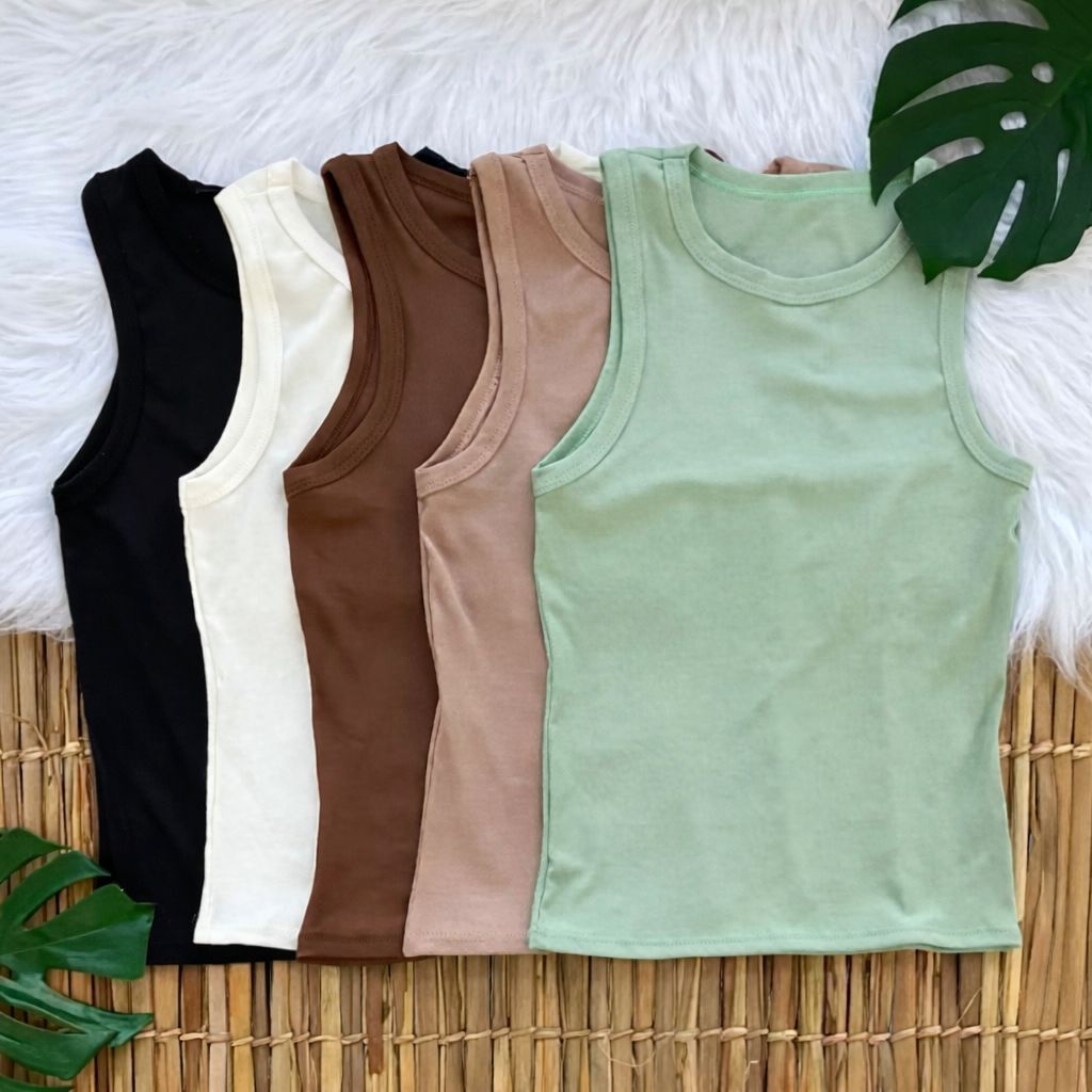 Kit 5 Regata Canelada Feminina Lisa Blusa Básica Camiseta Casual