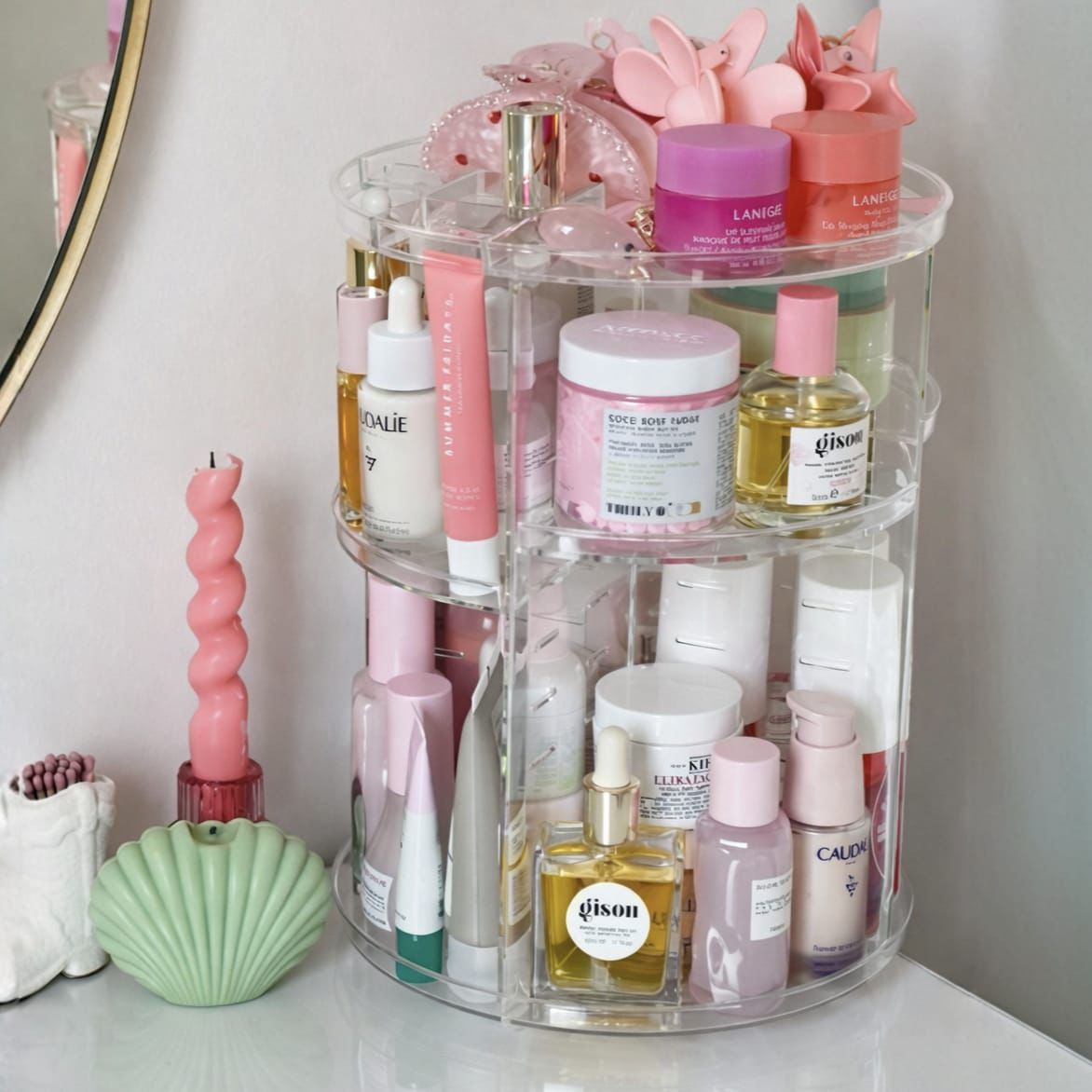 Organizador de maquiagem Acrílico  Giratório 360º Suporte Para Cosméticos