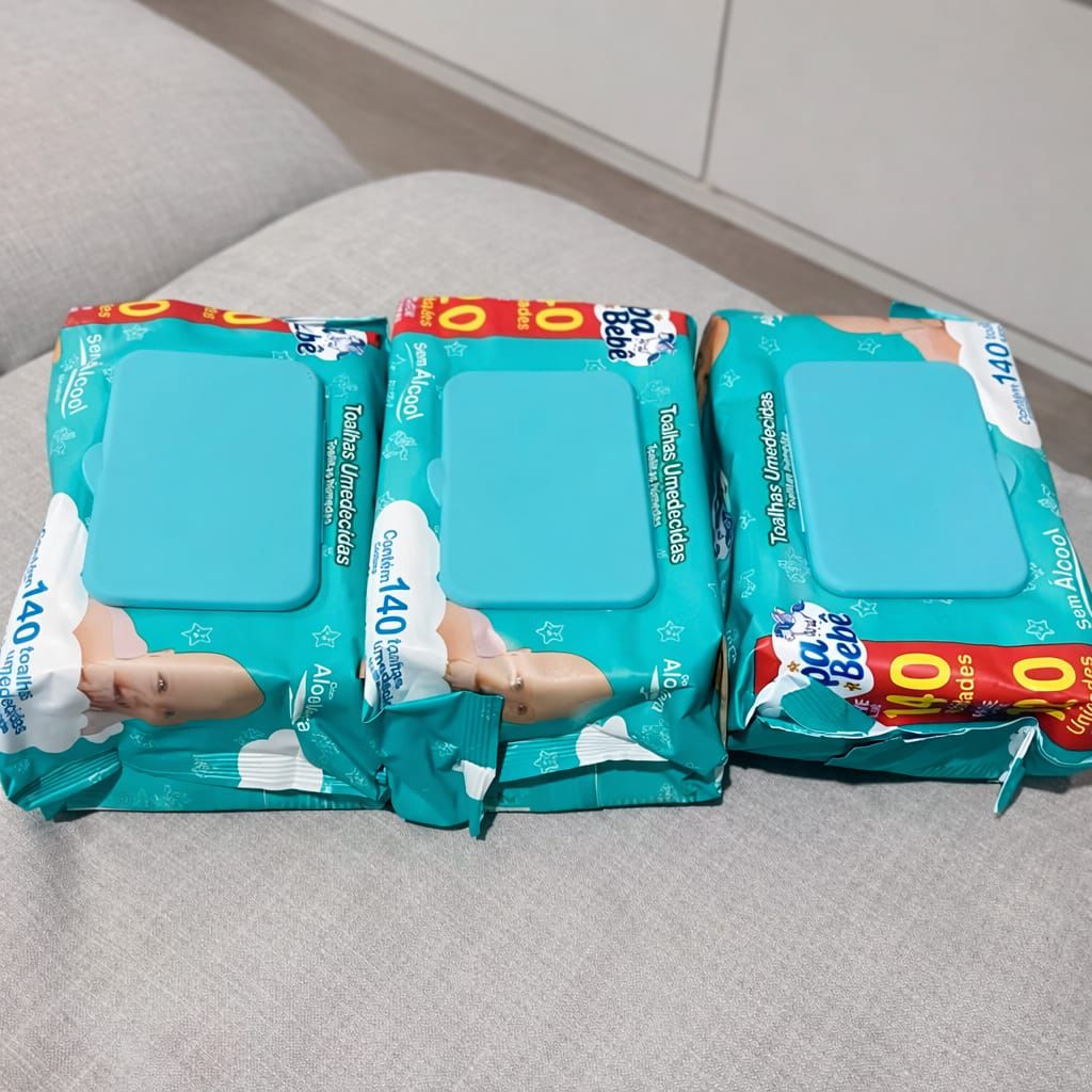 Kit Toalhas Umedecidas Sem Álcool Pacotes - Upa Bebê Neném Menina Menino
