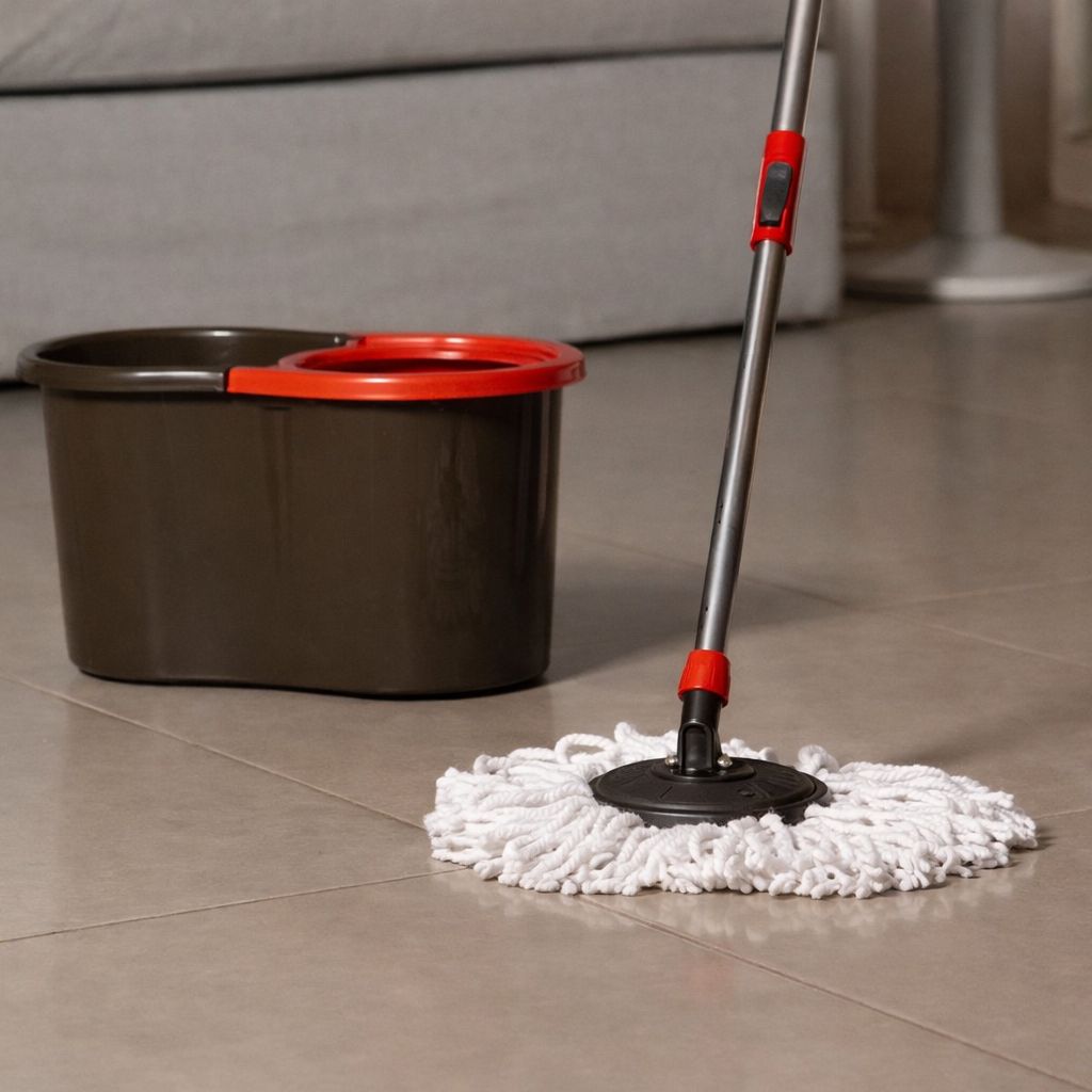 Mop Giratório Com Balde 8L e 2 Refis – Cabo Longo e Centrifugação Rápida Sem Esforço - MN