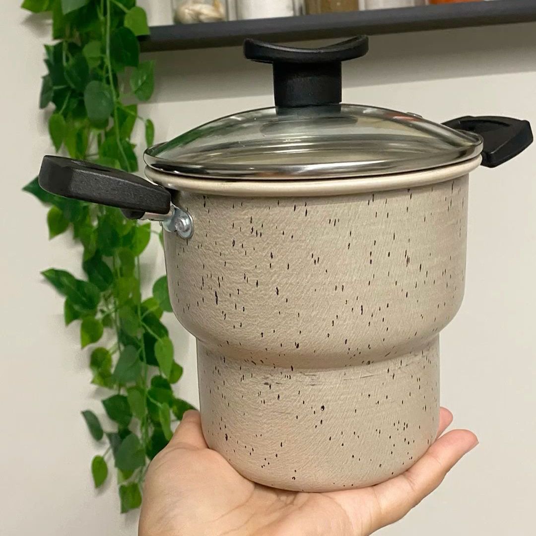 Cuscuzeiro Teflon Antiaderente Tampa de Vidro 14cm