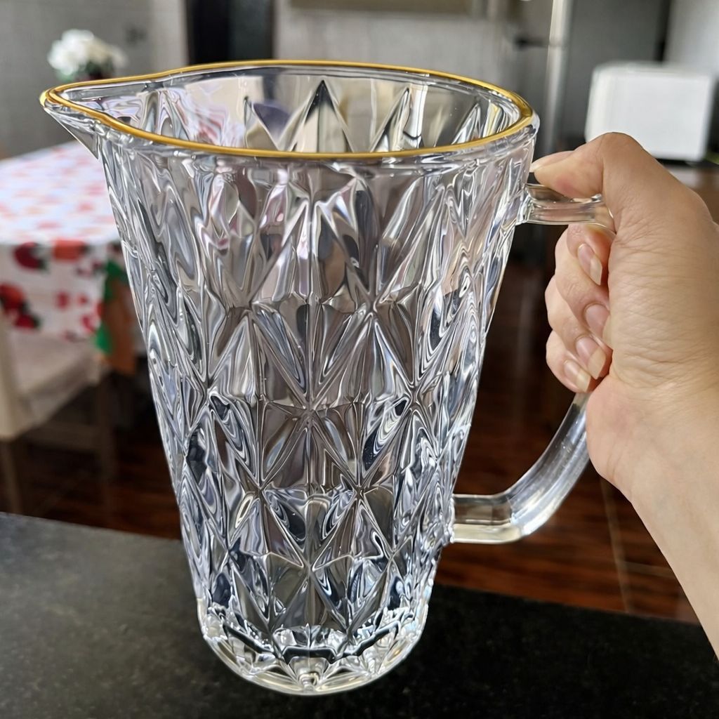 Jarra Diamond De Vidro Com Fio De Ouro Dourado 1,14L Lyor