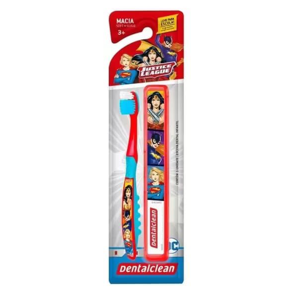 Kit Escova Dental Infantil Dentalclean Heróis Extra Macia + Estojo | Higiene Bucal Crianças