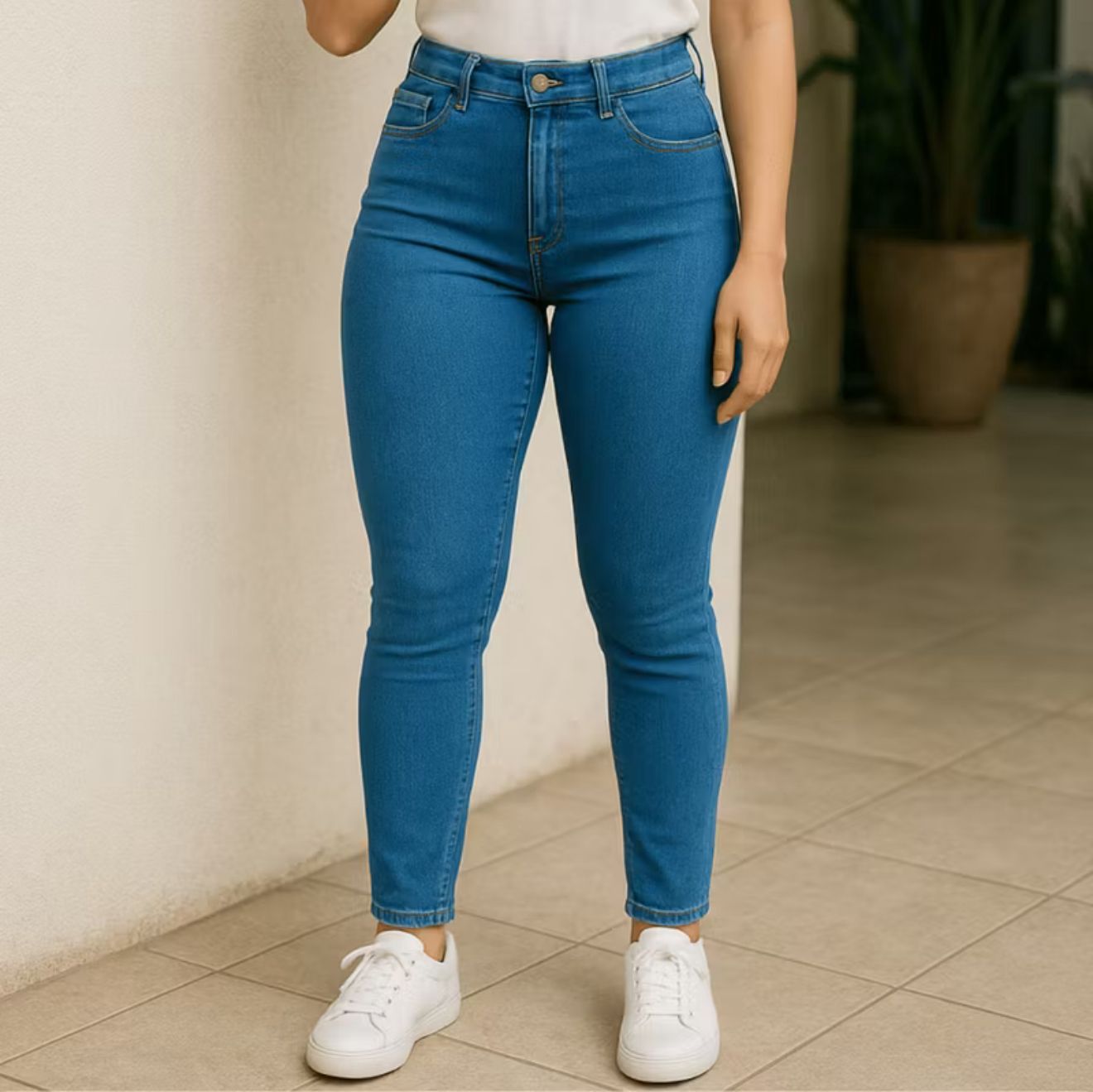 Calça Jeans Feminina Preta Com Lycra Skinny Cintura Alta Levanta Bumbum Original Stillger