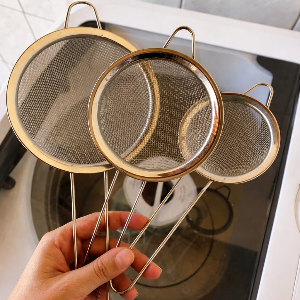 3 Pçs Peneira Coador Em Aço Inox Para Cozinha 3 Tamanhos P M G 8/10/12CM
