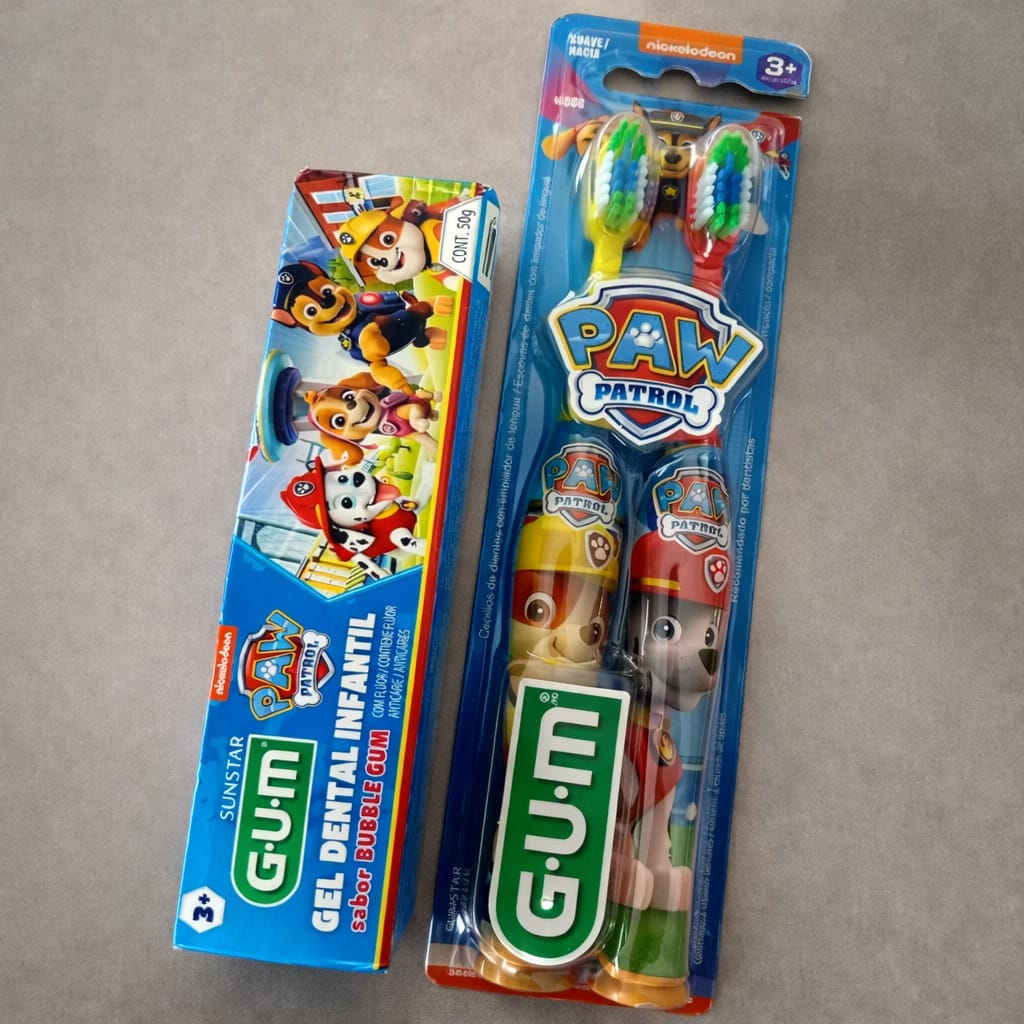 Kit Escova Infantil Patrulha Canina Gum 2 un + Gel Dental