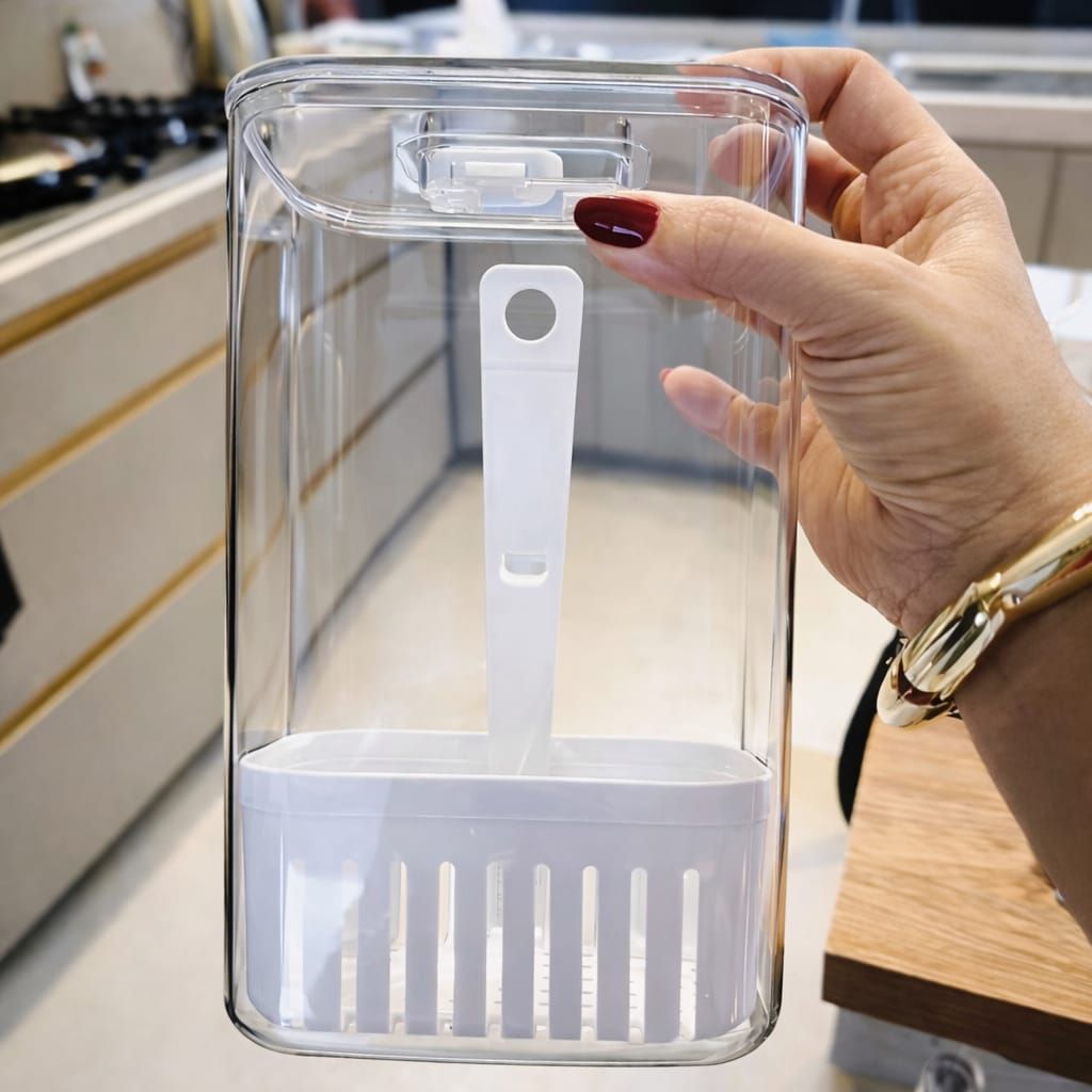 Pote Organizador De Temperos Verduras Geladeira 2,3L Com Escorredor Coentro Salsinha Manjericão OU