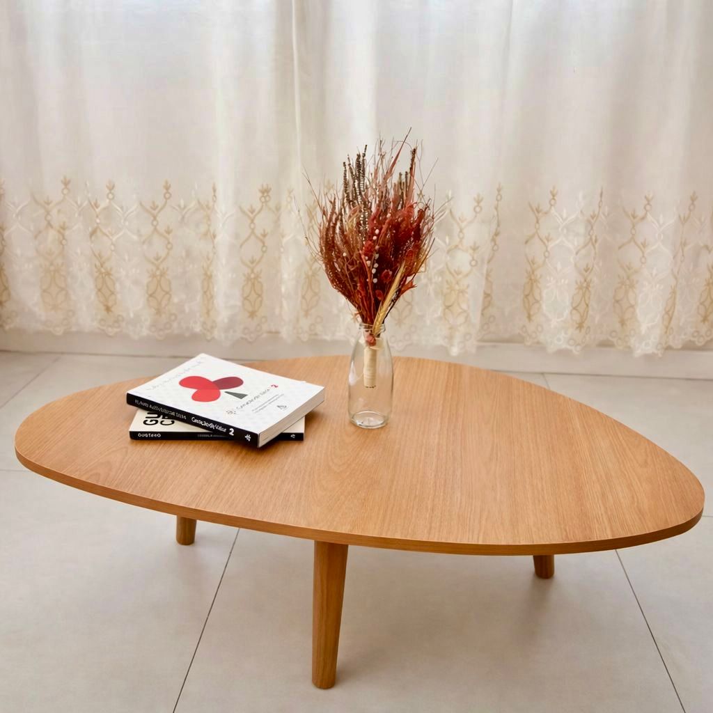 Mesa de Centro Orgânica Pés Palito em Madeira 90x52cm