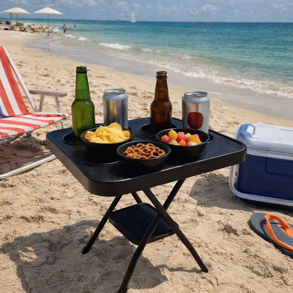 Mesinha Dobrável Portátil Petisqueira Piscina Pescaria Camping Praia