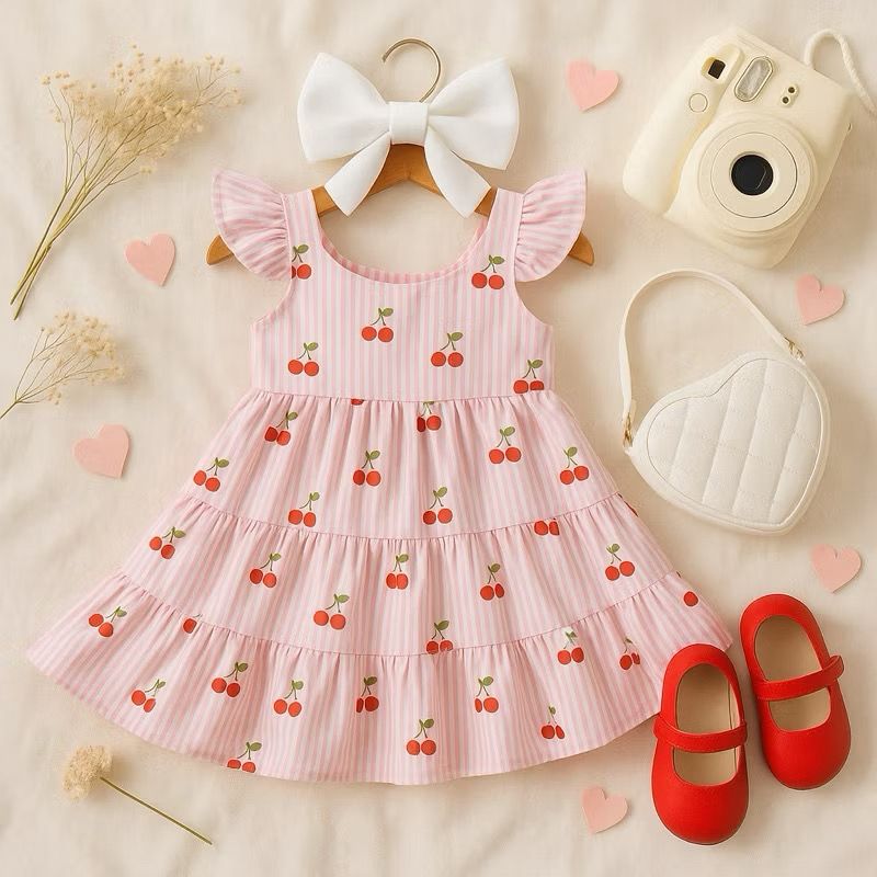 Vestido Infantil Menina Estampado Casual Festa Natal Lançamento Verão