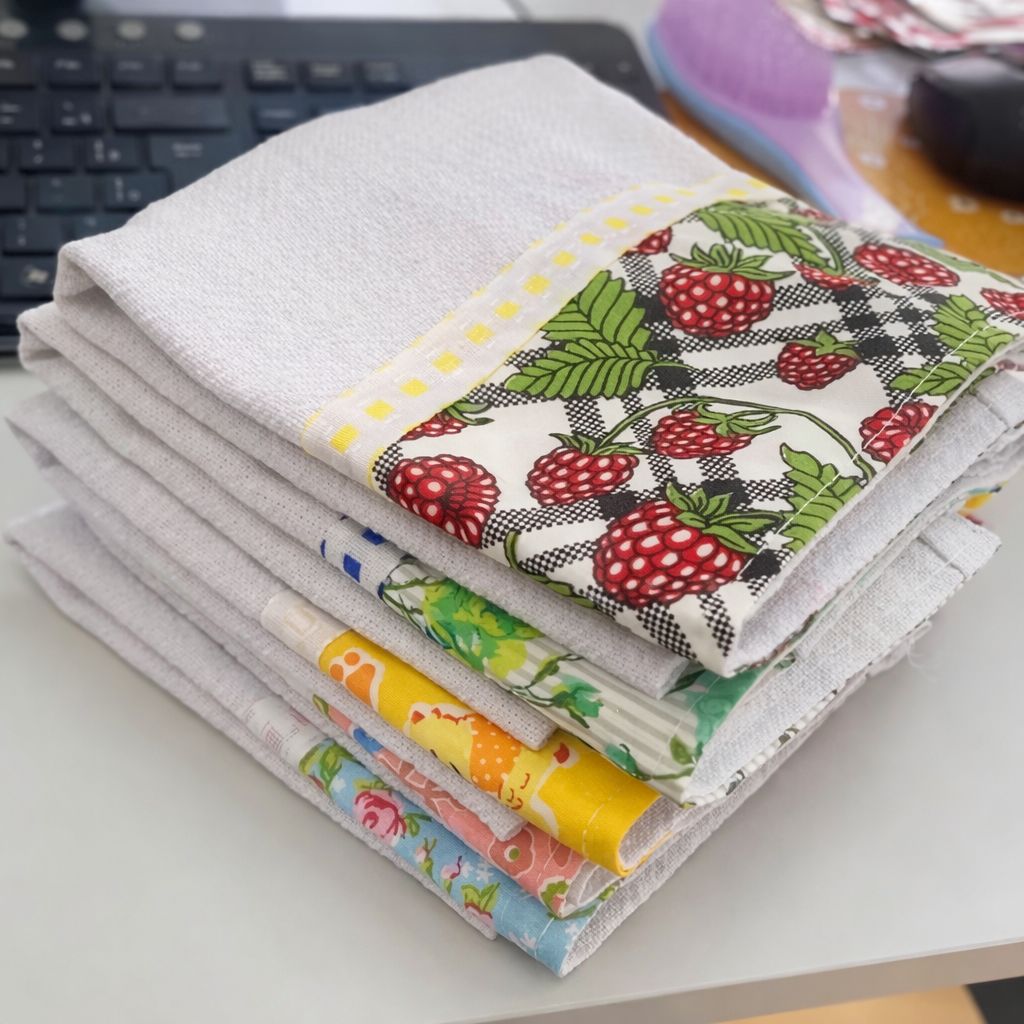 Kit 5 Panos de Prato Barrado Premium – Sacaria 100% Algodão, Estampas Sortidas