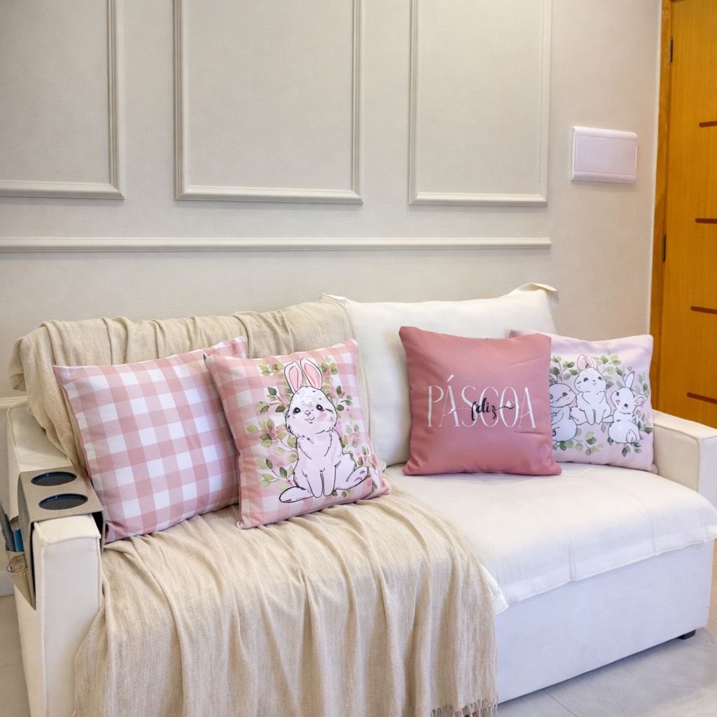 Kit 4 Capas de Almofadas de Páscoa Decorativas Várias Estampas