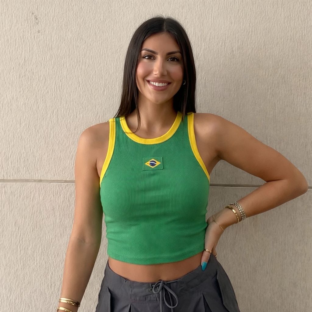 Cropped Regatas do Brasil Feminina Ribana Copa Bandeira BORDADA