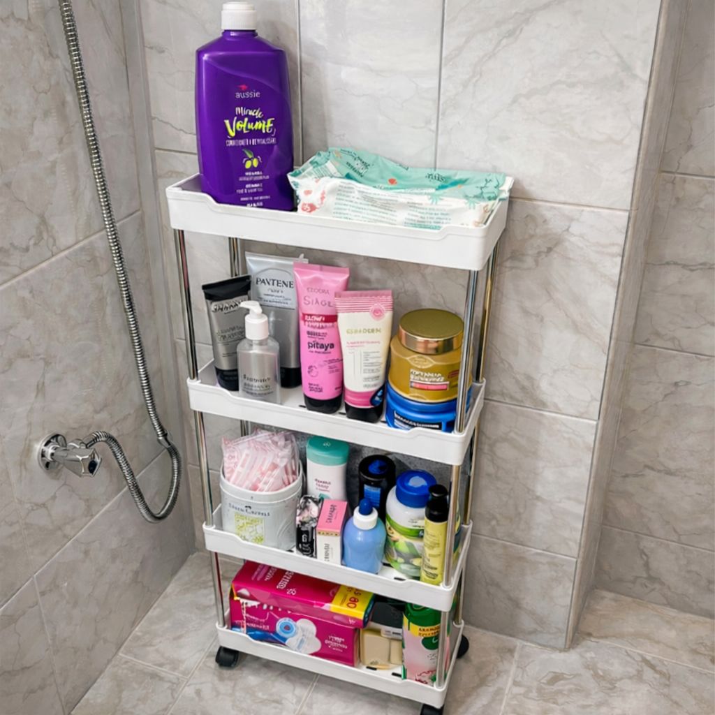 Organizador Móvel Com 4 Prateleiras Para Diversos Itens Com Rodinha