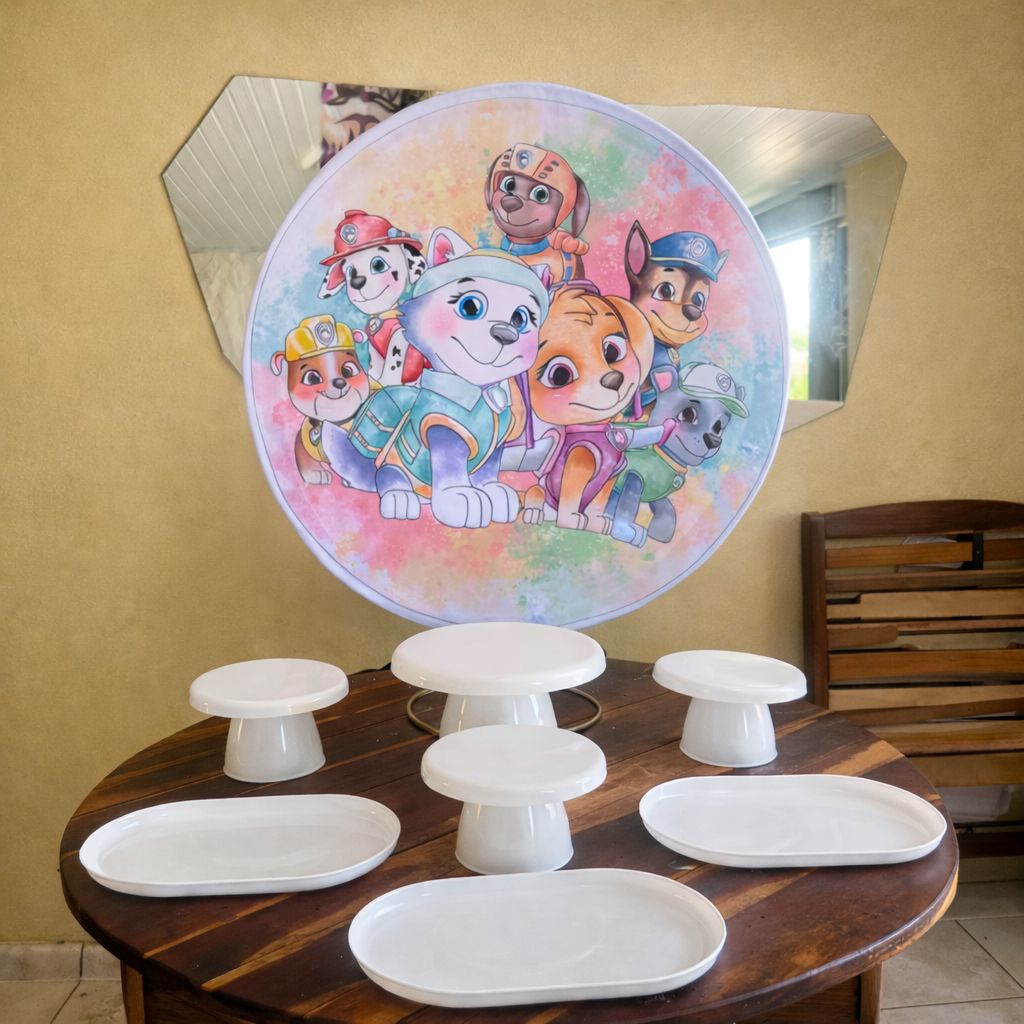 Kit Festa 1 Boleira Cake Popi 18cm, 3 Mini Cake Popi e 3 Bandejas Popi